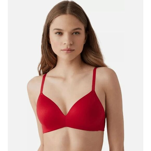 B. Tempt'd by Wacoal NWT size 32D red Wire Free T-Shirt Bra Future Foundation wi - Picture 2 of 6